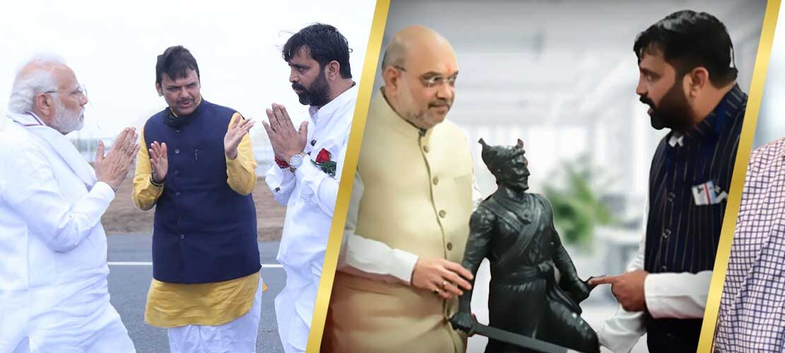 Mahesh Landge With PM Narendra Modi & Mr. Amit Shah